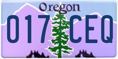 OR license plate 017CEQ