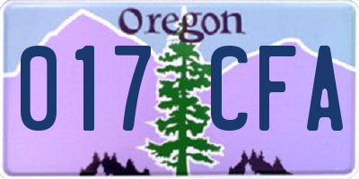 OR license plate 017CFA