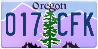 OR license plate 017CFK