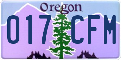 OR license plate 017CFM
