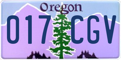 OR license plate 017CGV
