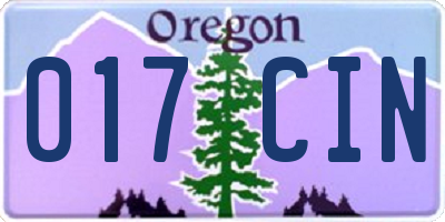 OR license plate 017CIN
