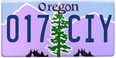 OR license plate 017CIY