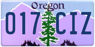 OR license plate 017CIZ