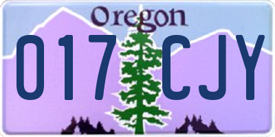 OR license plate 017CJY