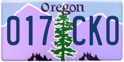 OR license plate 017CKO