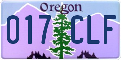 OR license plate 017CLF
