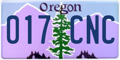 OR license plate 017CNC