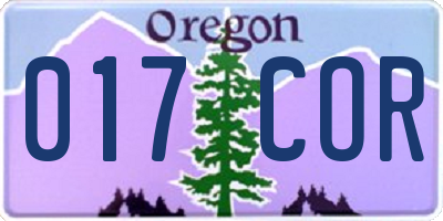 OR license plate 017COR