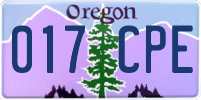 OR license plate 017CPE