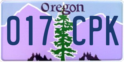 OR license plate 017CPK