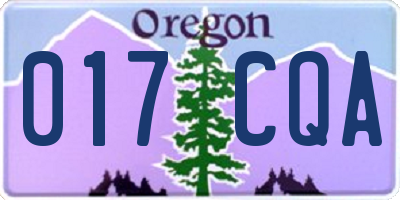 OR license plate 017CQA