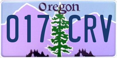 OR license plate 017CRV