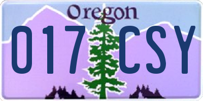 OR license plate 017CSY
