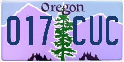 OR license plate 017CUC