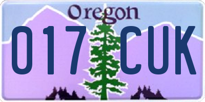 OR license plate 017CUK