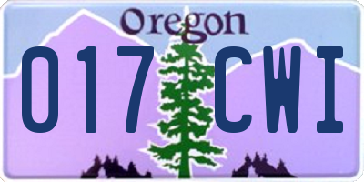 OR license plate 017CWI