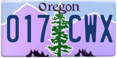 OR license plate 017CWX