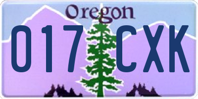 OR license plate 017CXK