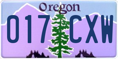 OR license plate 017CXW