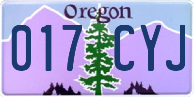 OR license plate 017CYJ