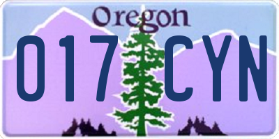 OR license plate 017CYN