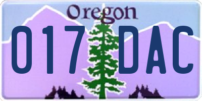 OR license plate 017DAC