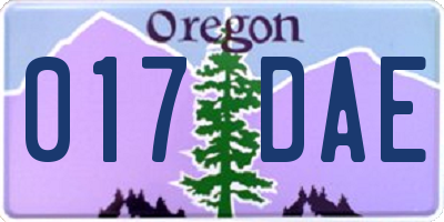 OR license plate 017DAE
