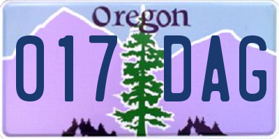 OR license plate 017DAG