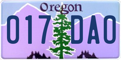 OR license plate 017DAO