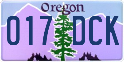 OR license plate 017DCK