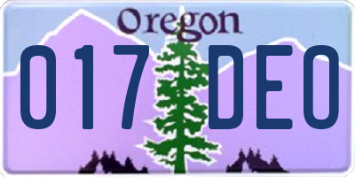 OR license plate 017DEO