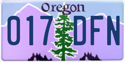 OR license plate 017DFN