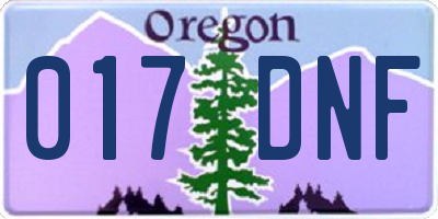 OR license plate 017DNF