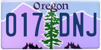 OR license plate 017DNJ