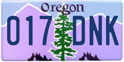 OR license plate 017DNK