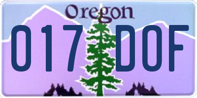 OR license plate 017DOF