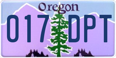 OR license plate 017DPT