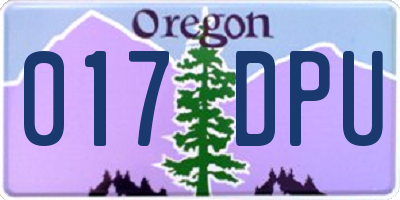 OR license plate 017DPU