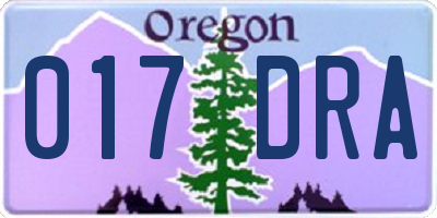 OR license plate 017DRA