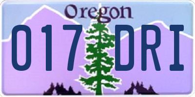 OR license plate 017DRI