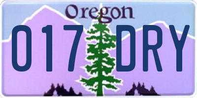 OR license plate 017DRY
