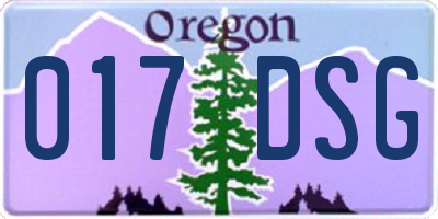 OR license plate 017DSG