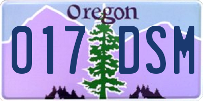 OR license plate 017DSM