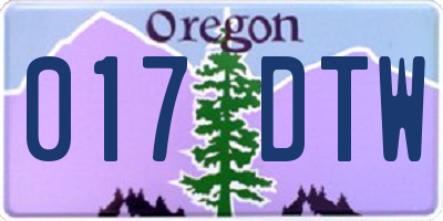 OR license plate 017DTW