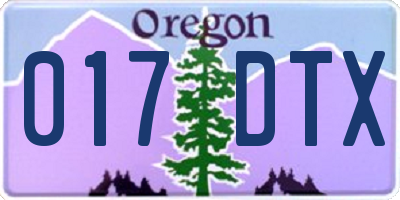 OR license plate 017DTX