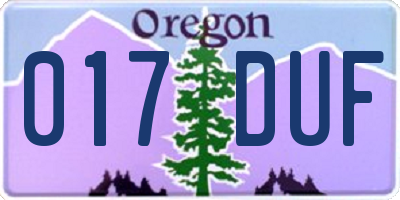 OR license plate 017DUF