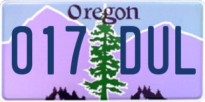 OR license plate 017DUL
