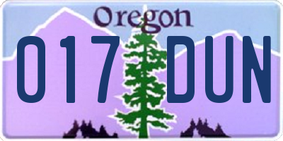 OR license plate 017DUN