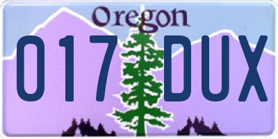 OR license plate 017DUX